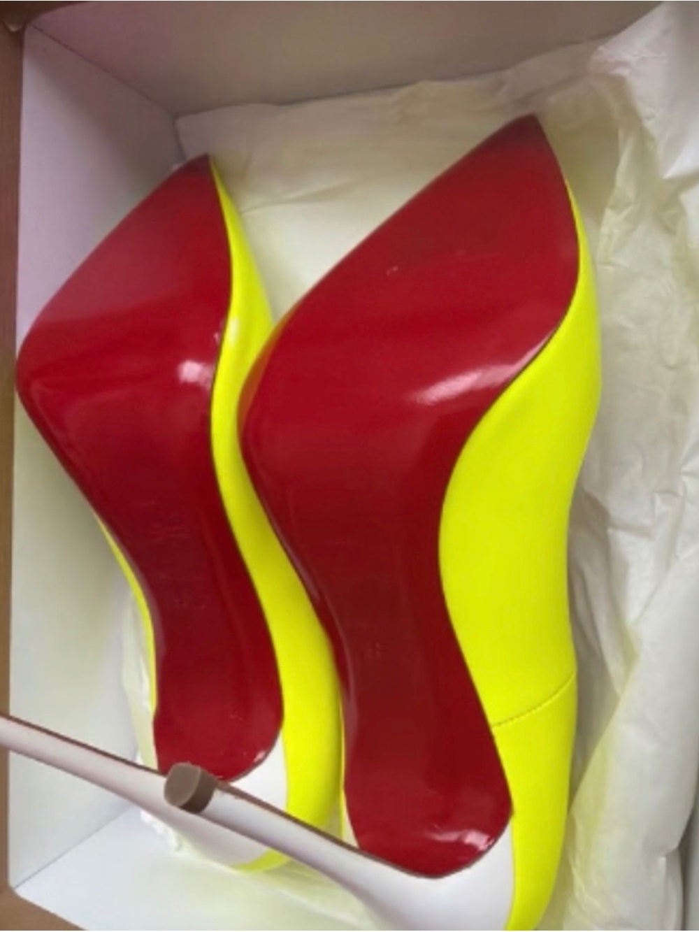 Christian Louboutin Neon Yellow Pointed Toe Stilettos - Picture 7 of 12